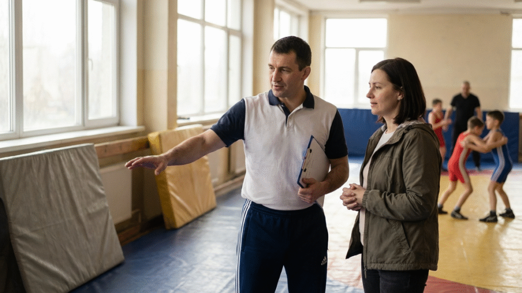 Coach Explaining to Parent